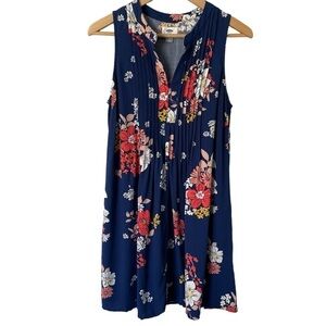 Old Navy Floral Dress Sz S Navy Blue Sleeveless Pleated Mini Summer Spring Short